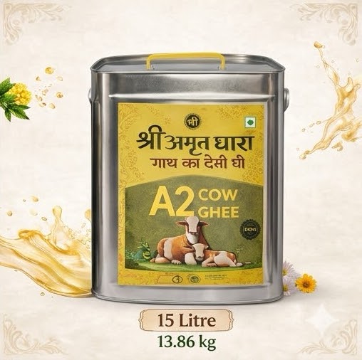 Shri Amrit Dhara A2 Ghee 15 Litre Food Grade Tin